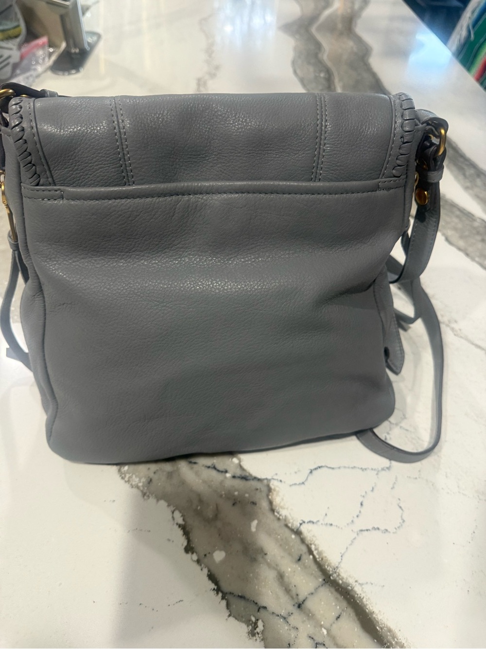 Aimee Kestenberg Gray Leather Braided Shoulder Bag with Gold Hardware - Picture 12 of 16